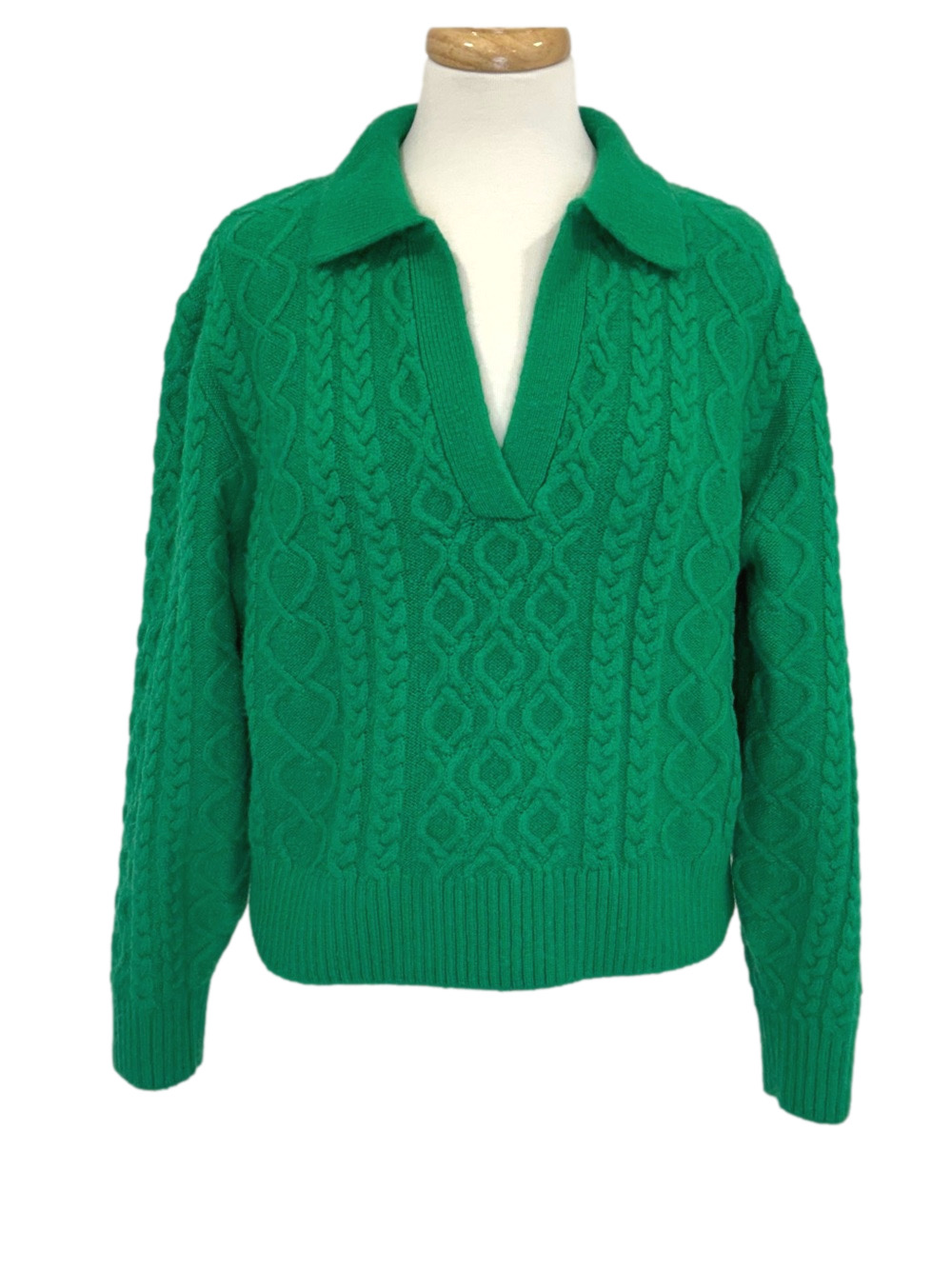 H&M green cable knit sweater